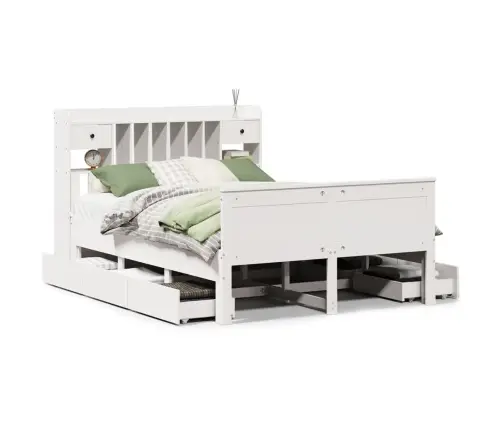 Gulta Ar Grāmatu Plauktu, Bez Matrača, 160X200 Cm, Priedes Koks Vidaxl