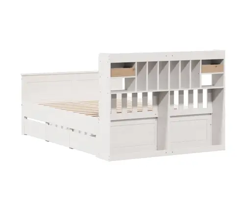 Gulta Ar Grāmatu Plauktu, Bez Matrača, 160X200 Cm, Priedes Koks Vidaxl