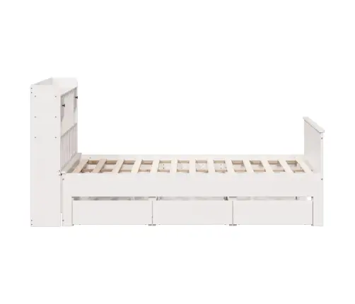 Lova Su Knygų Spinta Be Čiužinio, Balta, 150X200cm Pušis