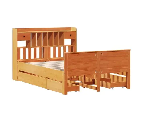 Riiuliga Voodi Ilma Madratsita, Vahapruun, 150X200cm Männipuit