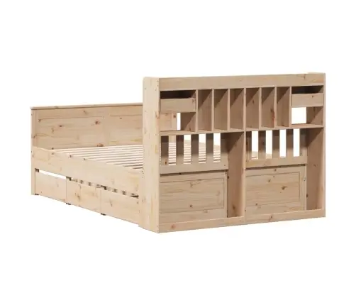 Lova Su Knygų Spinta Be Čiužinio, 140X200cm Pušies Masyvas