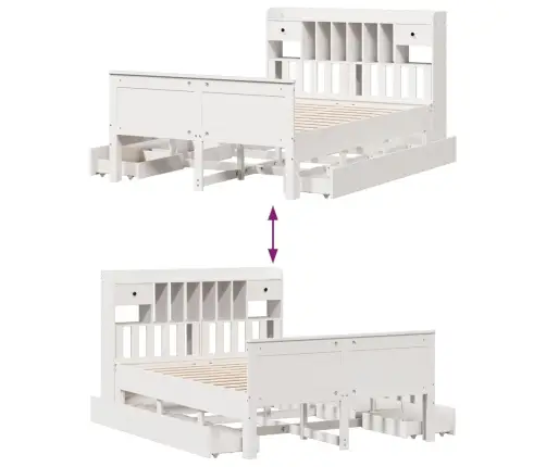 Gulta Ar Grāmatu Plauktu, Bez Matrača, 140X200 Cm, Priedes Koks Vidaxl