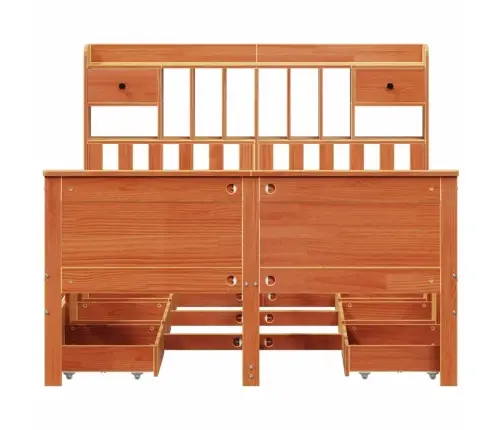 Lova Su Knygų Spinta Be Čiužinio, Ruda, 140X200cm Pušis