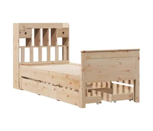 Gulta Ar Grāmatu Plauktu, Bez Matrača, 90X200 Cm, Priedes Koks Vidaxl