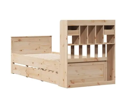 Gulta Ar Grāmatu Plauktu, Bez Matrača, 90X200 Cm, Priedes Koks Vidaxl