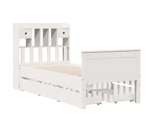 Riiuliga Voodiraam Ilma Madratsita, Valge, 90X200 cm Männipuit