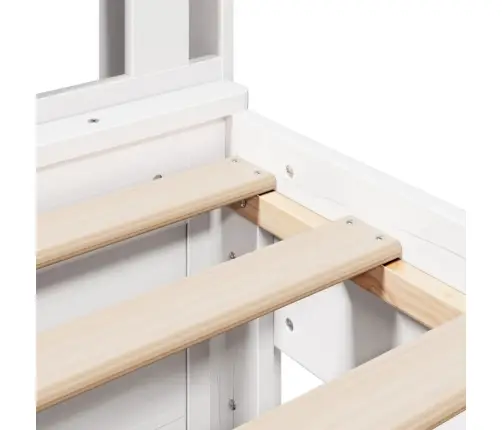 Riiuliga Voodiraam Ilma Madratsita, Valge, 90X200 cm Männipuit