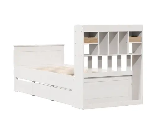 Riiuliga Voodiraam Ilma Madratsita, Valge, 90X200 cm Männipuit