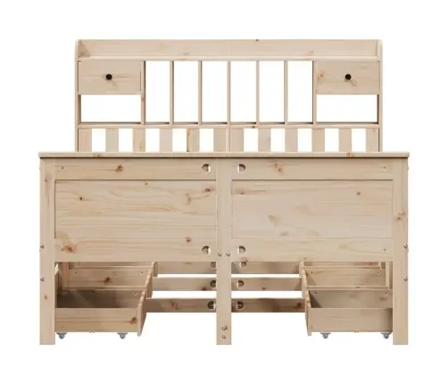 Gulta Ar Grāmatu Plauktu, Bez Matrača, 140X190 Cm, Priedes Koks Vidaxl