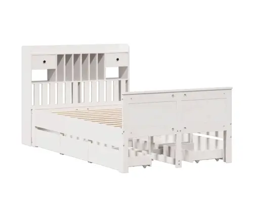 Lova Su Knygų Spinta Be Čiužinio, Balta, 135X190cm Pušis