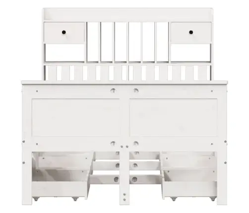 Lova Su Knygų Spinta Be Čiužinio, Balta, 135X190cm Pušis