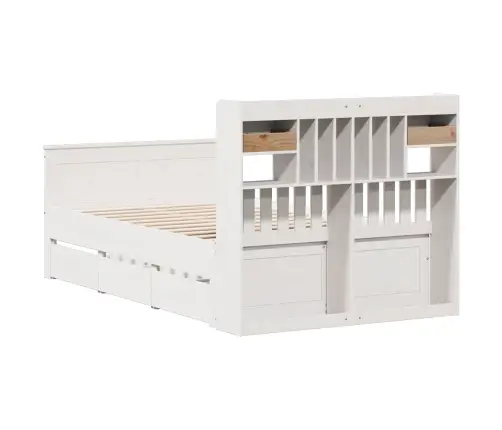 Lova Su Knygų Spinta Be Čiužinio, Balta, 135X190cm Pušis