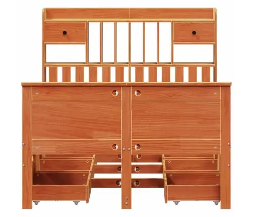 Gulta Ar Grāmatu Plauktu, Bez Matrača, 135X190 Cm, Priedes Koks Vidaxl