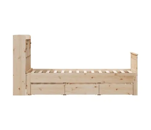 Gulta Ar Grāmatu Plauktu, Bez Matrača, 90X190 Cm, Priedes Koks Vidaxl