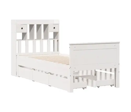 Lova Su Knygų Spinta Be Čiužinio, Balta, 90X190cm Pušis