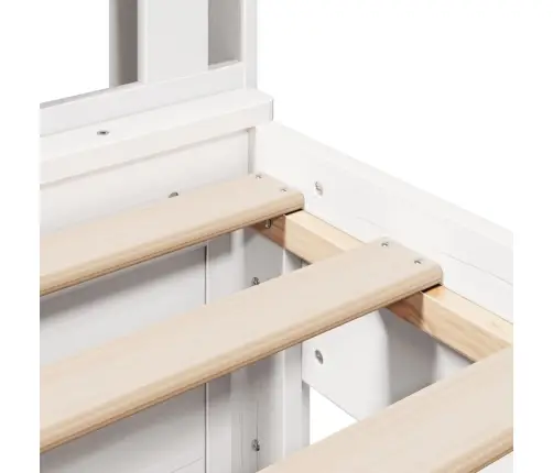 Riiuliga Voodiraam Ilma Madratsita, Valge, 75X190 cm Männipuit