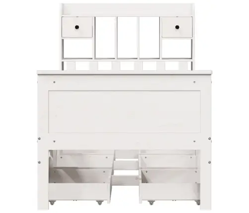 Riiuliga Voodiraam Ilma Madratsita, Valge, 75X190 cm Männipuit