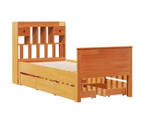 Gulta Ar Grāmatu Plauktu, Bez Matrača, 75X190 Cm, Priede Vidaxl Gulta Ar Grāmatu Plauktu, Bez Matrača, 75X190 Cm, Priede Vidaxl