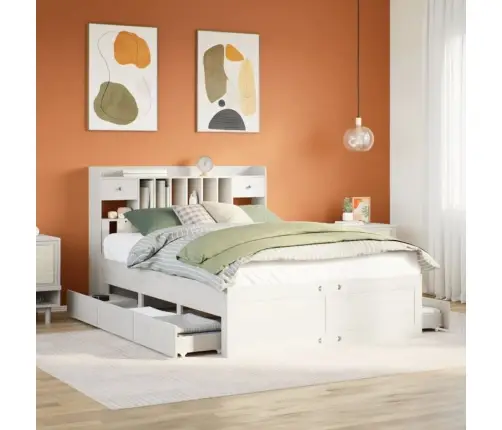 Gulta Ar Grāmatu Plauktu, Bez Matrača, 160X200 Cm, Priedes Koks Vidaxl