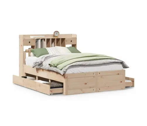 Lova Su Knygų Spinta Be Čiužinio, 150X200cm Pušies Masyvas