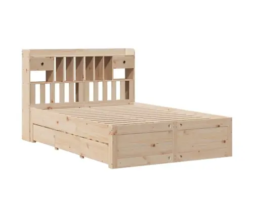 Lova Su Knygų Spinta Be Čiužinio, 150X200cm Pušies Masyvas