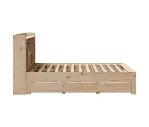 Lova Su Knygų Spinta Be Čiužinio, 150X200cm Pušies Masyvas