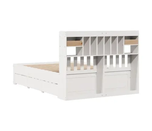 Gulta Ar Grāmatu Plauktu, Bez Matrača, 140X200 Cm, Priedes Koks Vidaxl