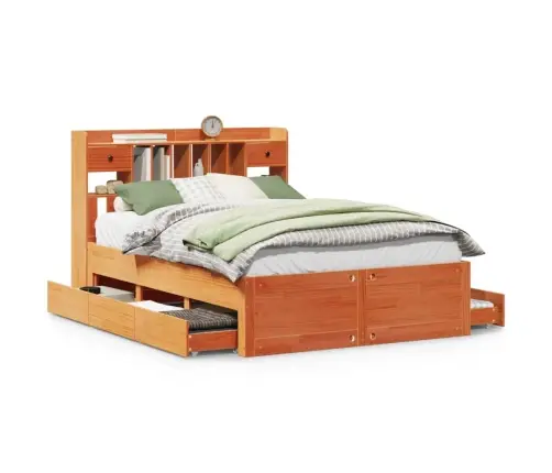 Riiuliga Voodi Ilma Madratsita, Vahapruun, 140X200cm Männipuit