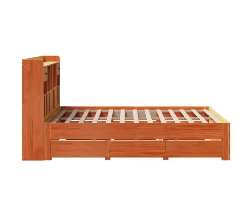 Riiuliga Voodi Ilma Madratsita, Vahapruun, 140X200cm Männipuit