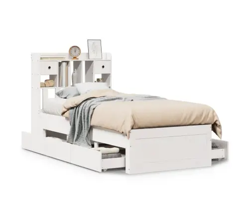 Gulta Ar Grāmatu Plauktu, Bez Matrača, 90X200 Cm, Priedes Koks Vidaxl