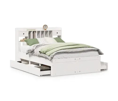 Gulta Ar Grāmatu Plauktu, Bez Matrača, 140X190 Cm, Priedes Koks Vidaxl