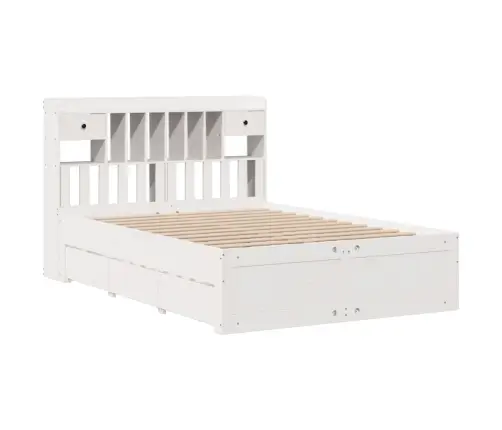 Gulta Ar Grāmatu Plauktu, Bez Matrača, 140X190 Cm, Priedes Koks Vidaxl