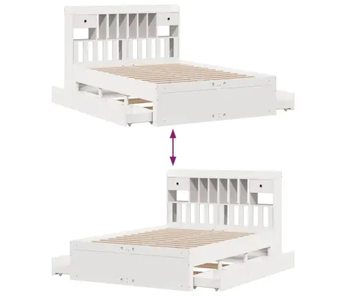 Gulta Ar Grāmatu Plauktu, Bez Matrača, 140X190 Cm, Priedes Koks Vidaxl