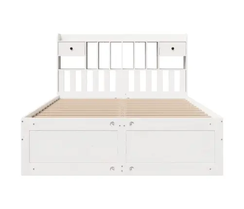 Gulta Ar Grāmatu Plauktu, Bez Matrača, 140X190 Cm, Priedes Koks Vidaxl