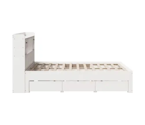 Gulta Ar Grāmatu Plauktu, Bez Matrača, 140X190 Cm, Priedes Koks Vidaxl