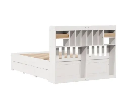 Gulta Ar Grāmatu Plauktu, Bez Matrača, 140X190 Cm, Priedes Koks Vidaxl