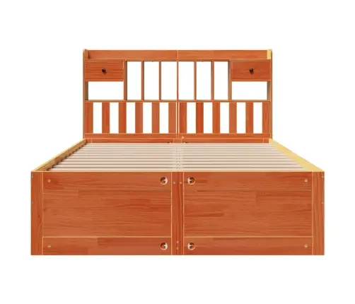 Gulta Ar Grāmatu Plauktu, Bez Matrača, 140X190 Cm, Priedes Koks Vidaxl