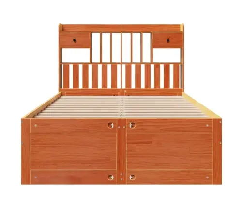 Gulta Ar Grāmatu Plauktu, Bez Matrača, 135X190 Cm, Priedes Koks Vidaxl