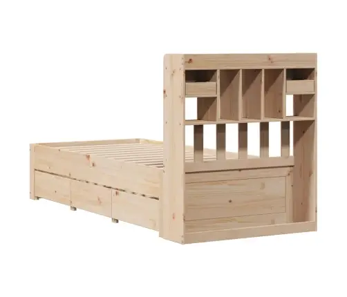 Gulta Ar Grāmatu Plauktu, Bez Matrača, 75X190 Cm, Priedes Koks Vidaxl