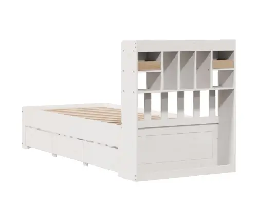 Gulta Ar Grāmatu Plauktu, Bez Matrača, 75X190 Cm, Priedes Koks Vidaxl