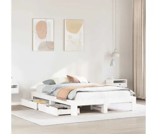 Voodiraam Ilma Madratsita, Valge, 160 X 200 cm Männipuit