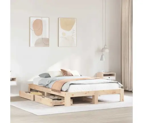 Gulta Bez Matrača, 150X200 Cm, Priedes Masīvkoks Vidaxl