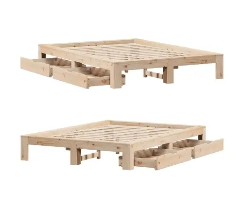 Gulta Bez Matrača, 140X200 Cm, Priedes Masīvkoks Vidaxl