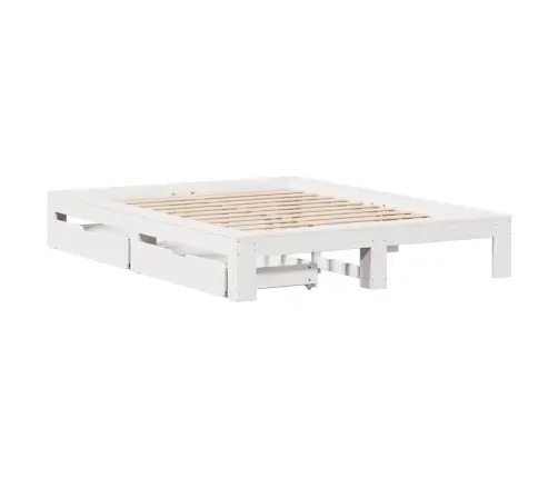 Gulta Bez Matrača, Balts, 140X200 Cm, Priedes Masīvkoks Vidaxl