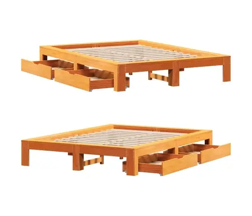 Lovos Rėmas Be Čiužinio, Vaško Ruda, 140X200cm Pušis