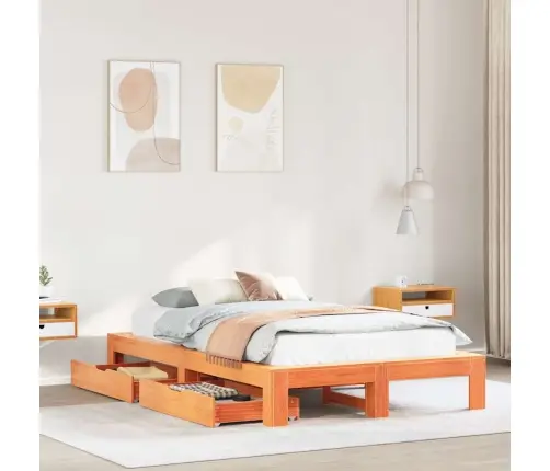 Voodiraam Ilma Madratsita, Vahapruun, 120 X 200 cm Männipuit