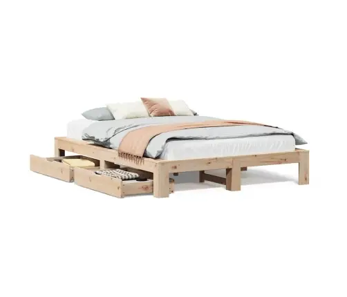 Gulta Bez Matrača, 140X190 Cm, Priedes Masīvkoks Vidaxl