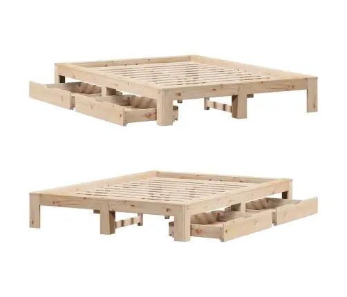 Gulta Bez Matrača, 140X190 Cm, Priedes Masīvkoks Vidaxl