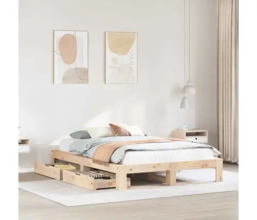 Gulta Bez Matrača, 140X190 Cm, Priedes Masīvkoks Vidaxl