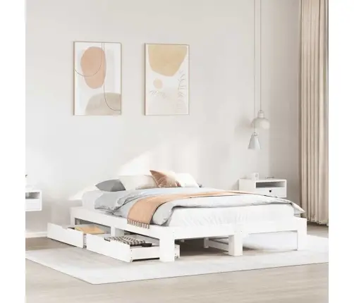 Lovos Rėmas Be Čiužinio, Balta, 140X190cm Pušies Masyvas